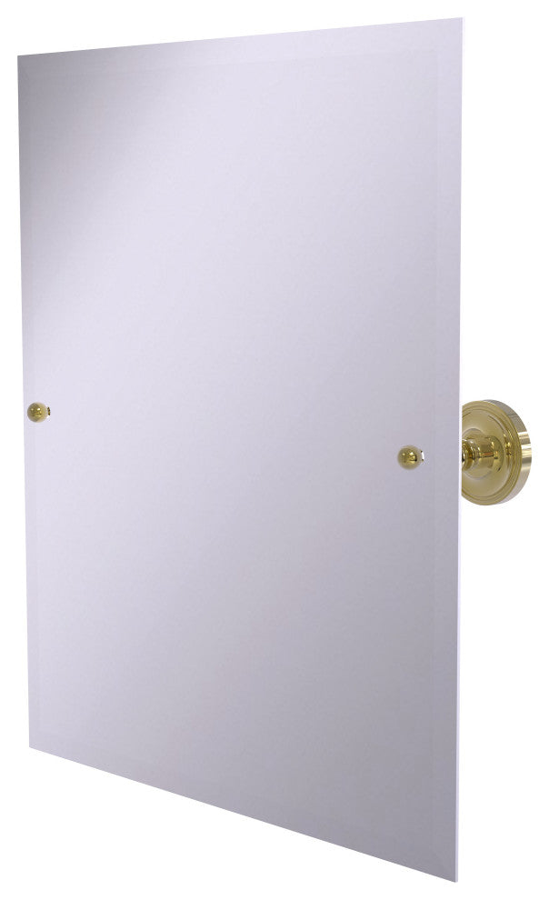 Frameless Rectangular Beveled Edge Tilt Mirror, Unlacquered Brass