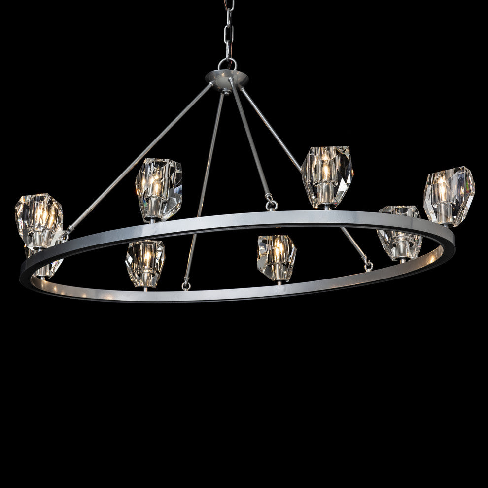 Gatsby 8-Light Chandelier, Sterling Finish, Crystal Accents