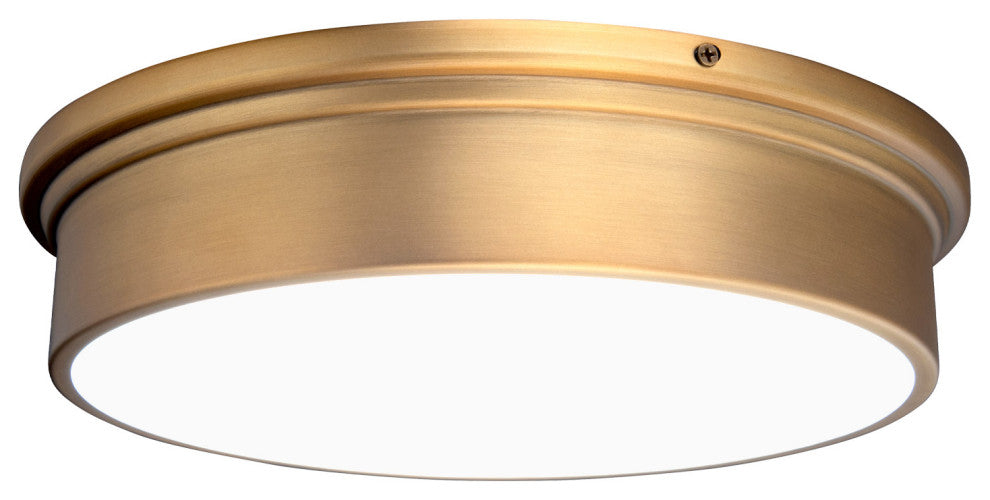 York LED Flush Mount 3000K, Aged Brass, 12"