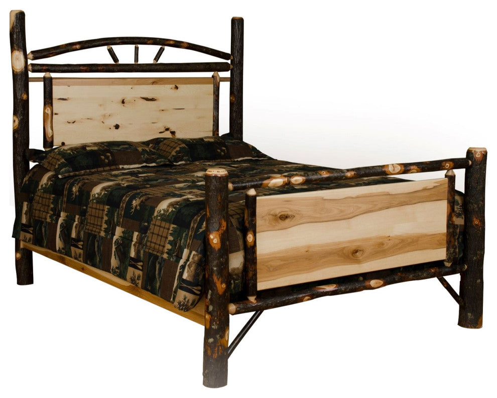 Hickory Log Panel Bed, All Hickory, Full