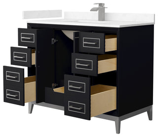 Marlena 42" Black Single Vanity, Cultured Top, Nickel Trim