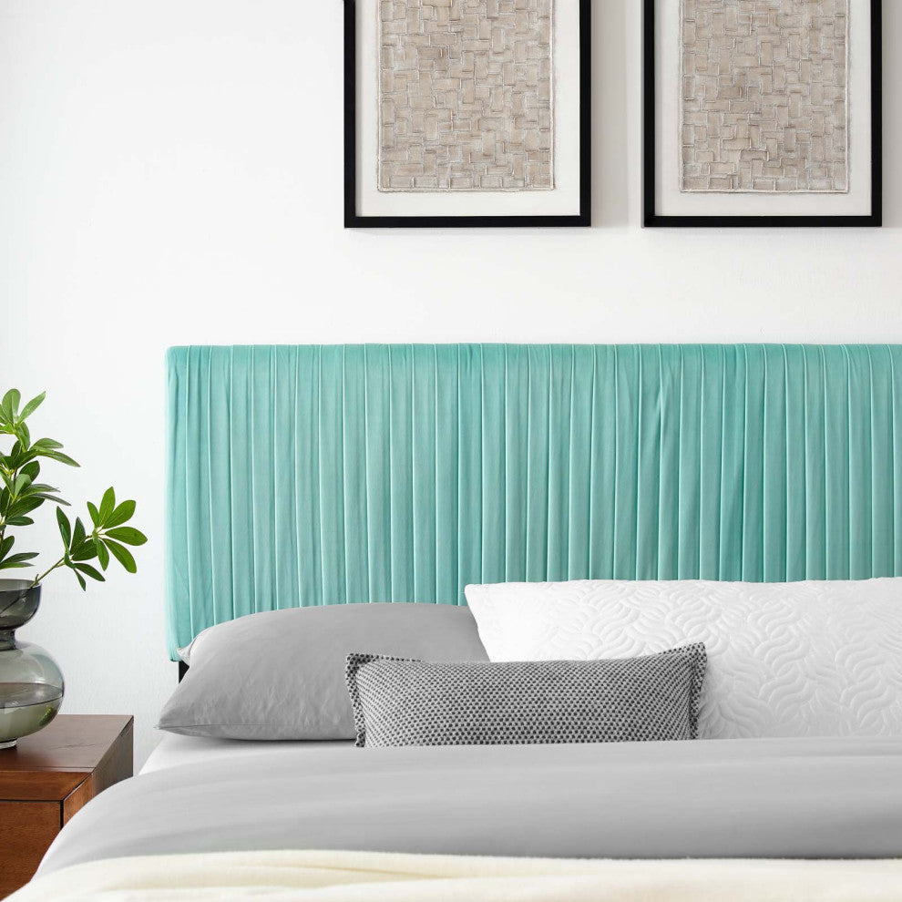 Tufted Headboard, King Size, Velvet, Blue, Modern Contemporary, Bedroom Master