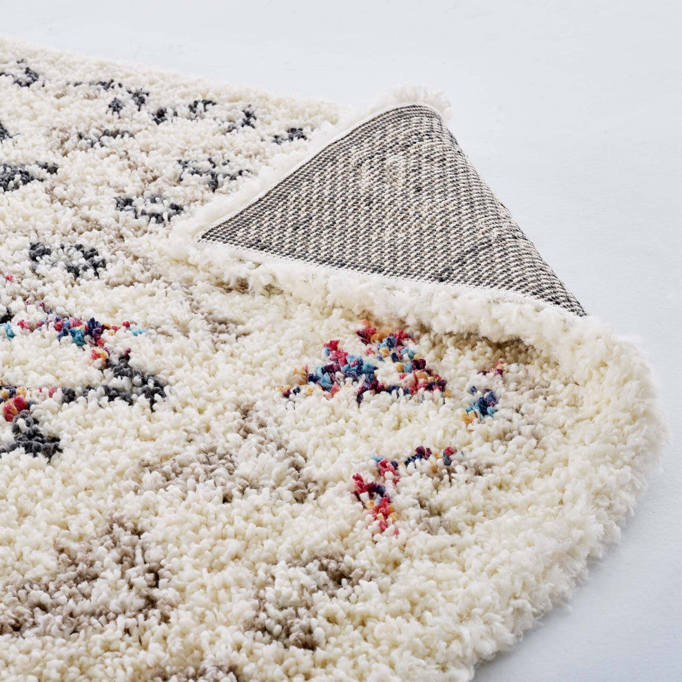 Skadi Rainbow Diamond 5x8 Shag Area Rug-Multicolor