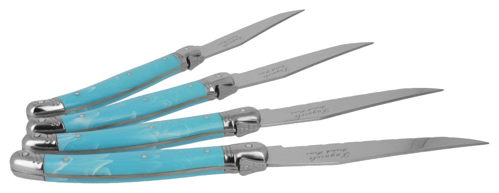 French Home Laguiole Steak Knives, Set of 4, Faux Turquoise