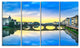 Carraia Medieval Bridge on Arno River, Beach Photo Canvas Art, 48"x28", 4 Panels