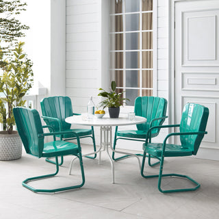Ridgeland 5-Piece Outdoor Dining Set, Turquoise Gloss