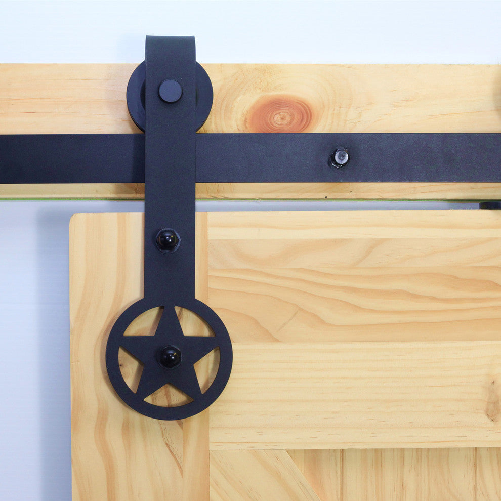 Vancleef Sliding Barn Door Hardware for Double Door, Star Design, 10'