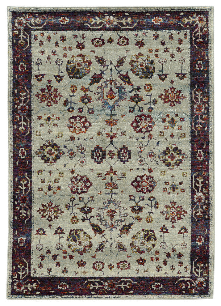 Adeline Traditional Border Stone and  Multi Area Rug, 10'x13'2"