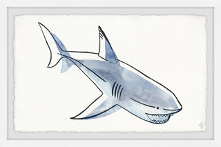 "Swimming Shark" Framed Painting Print, 12"x8"