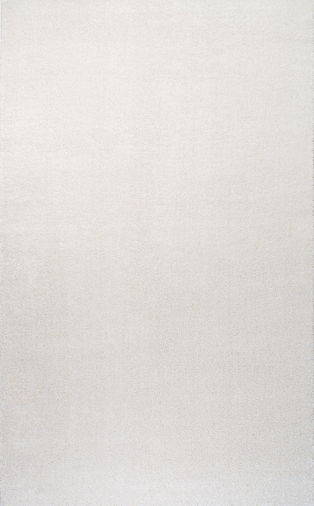 Haze Solid Low-Pile Runner Rug, Cream, 9 X 12