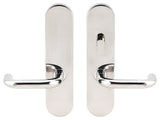 Munich Lever, Tubular Passage With Privacy Bolt, LH, Polished Stainless Steel