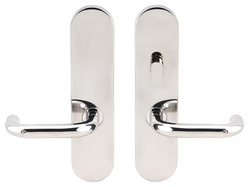 Munich Lever, Tubular Passage With Privacy Bolt, LH, Polished Stainless Steel