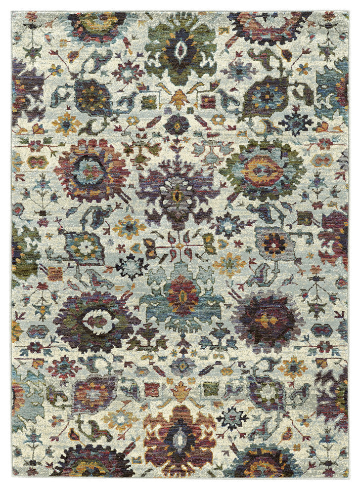 Adeline Persian Botanical Stone and  Multi Area Rug, 10'x13'2"