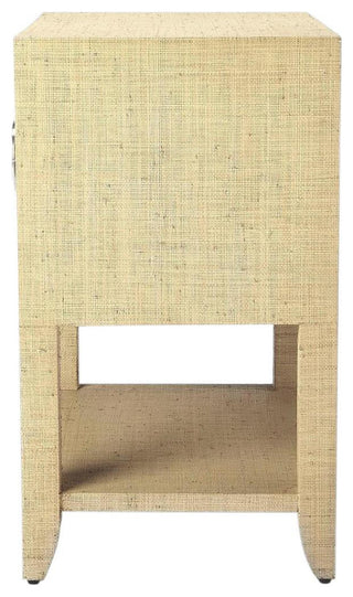 Cream Raffia End Table with Storage