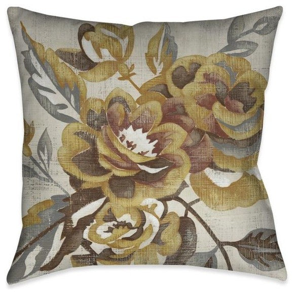 Honeyed Blooms I Outdoor Decorative Pillow, 18"x18"