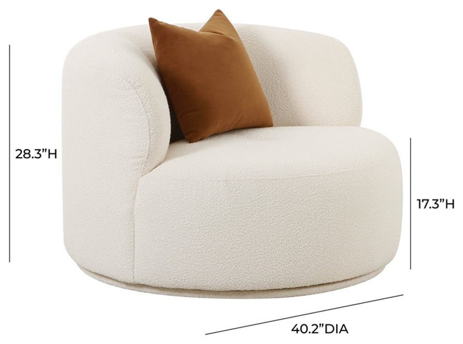 Fickle Cream Boucle Swivel Chair
