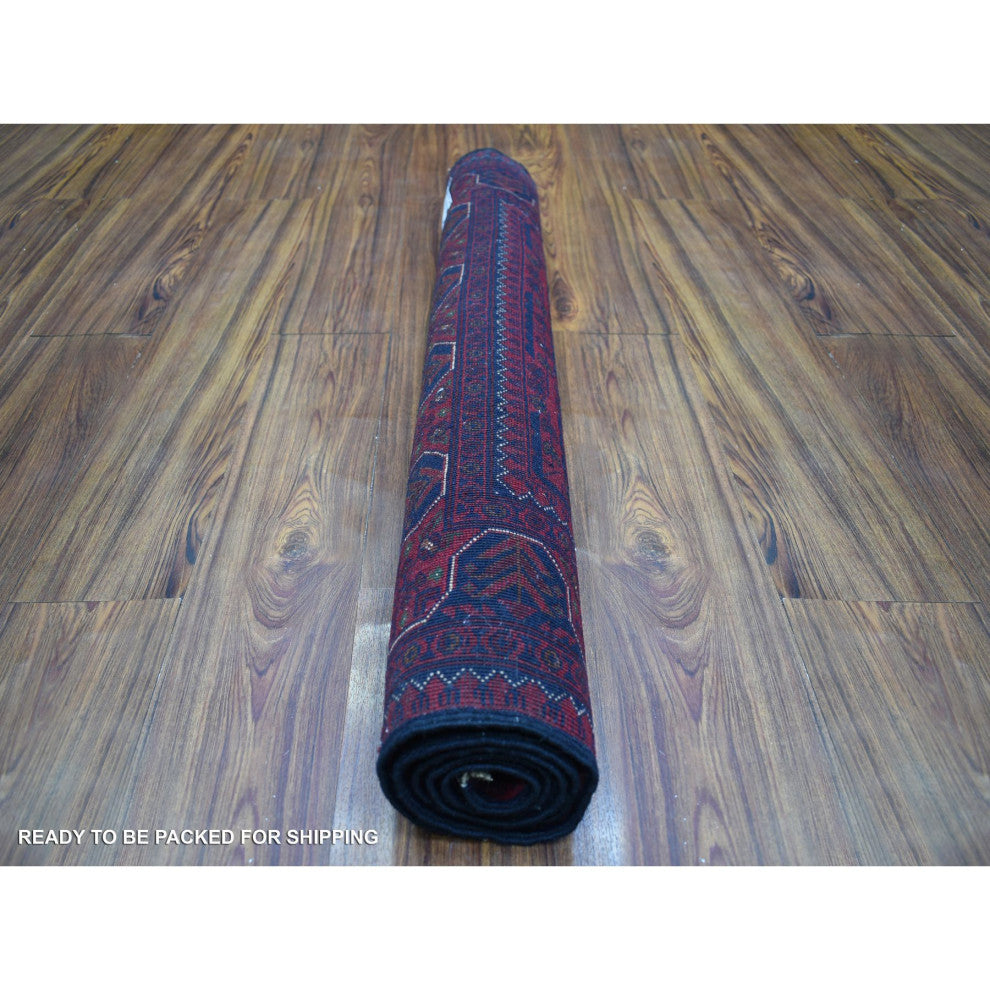 Deep and Saturated Red, Afghan Khamyab, Pure Wool Hand Knotted Rug, 3'3"x5'0"