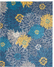 8' X 10' Blue Floral Power Loom Area Rug