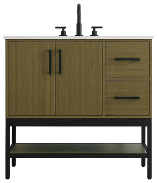 Home Living 36" Single Bathroom Vanity, Chestnut Brown