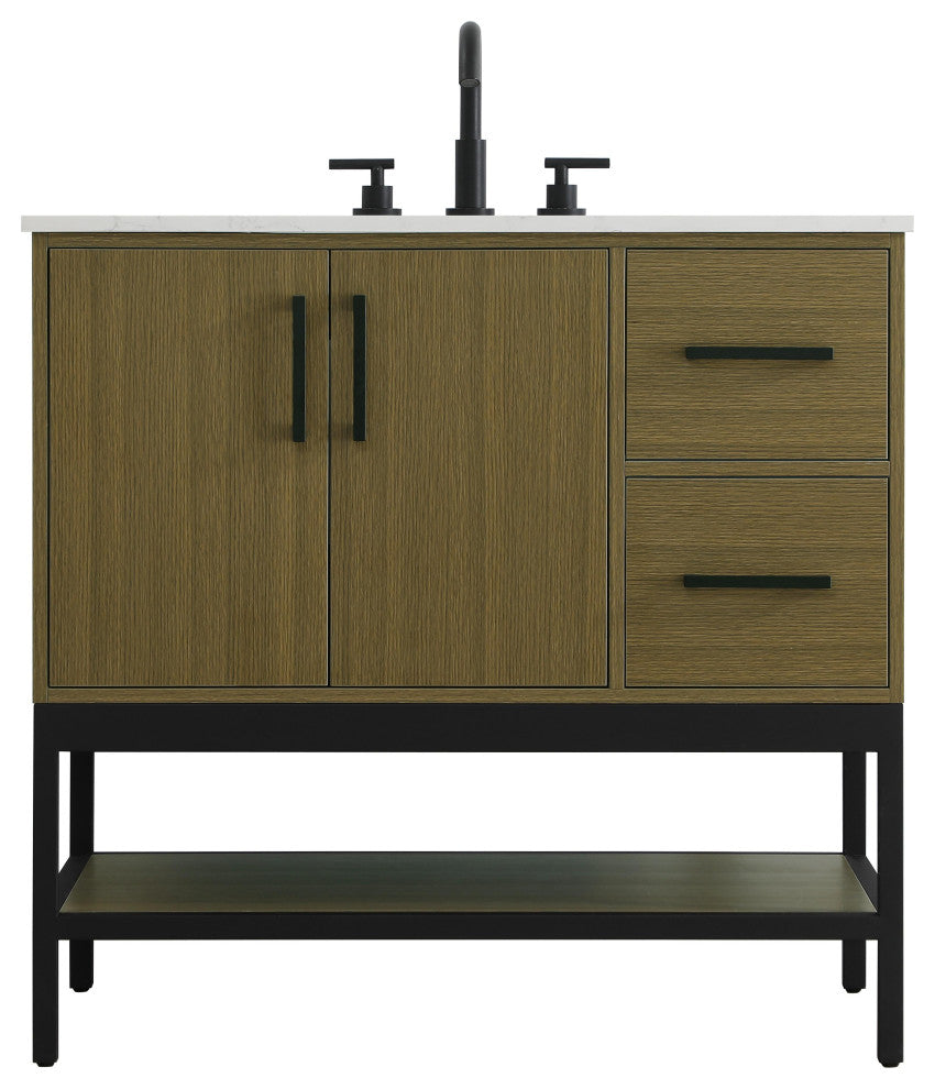 Home Living 36" Single Bathroom Vanity, Chestnut Brown