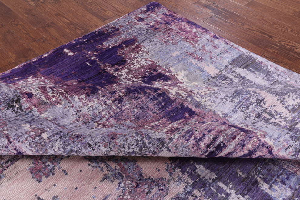 8' 1" X 10' 0" Wool and Silk Modern Handmade Rug Q7213