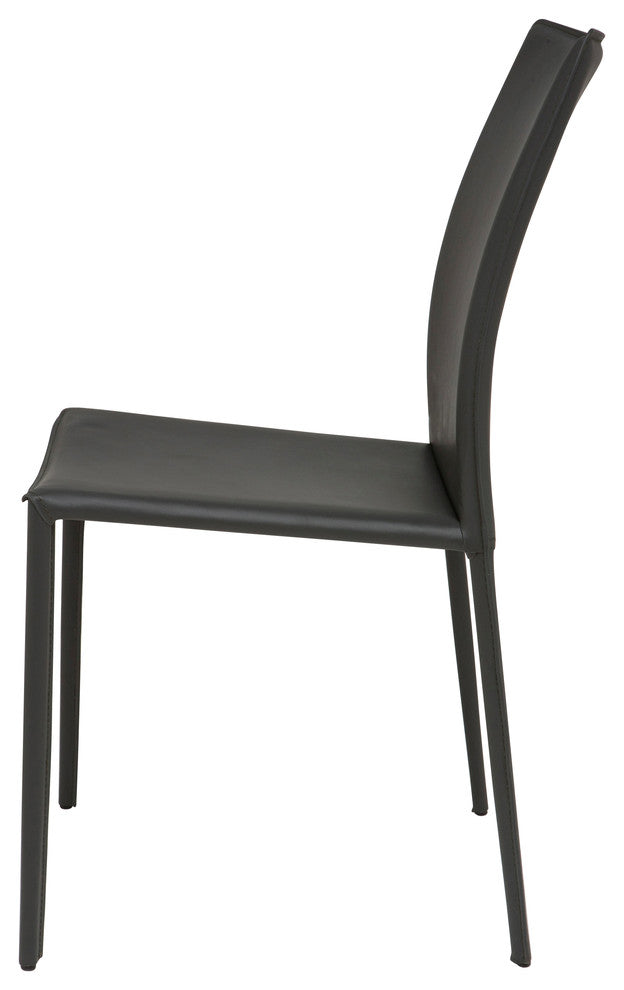 Nuevo Living Sienna Dining Chair, Dark Gray Leather