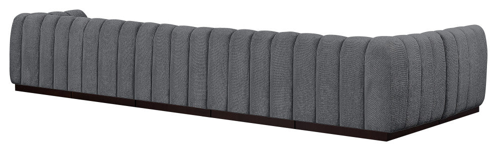 Quinn Chenille Upholstered 6-Piece L-Shaped Modular Sectional, Grey