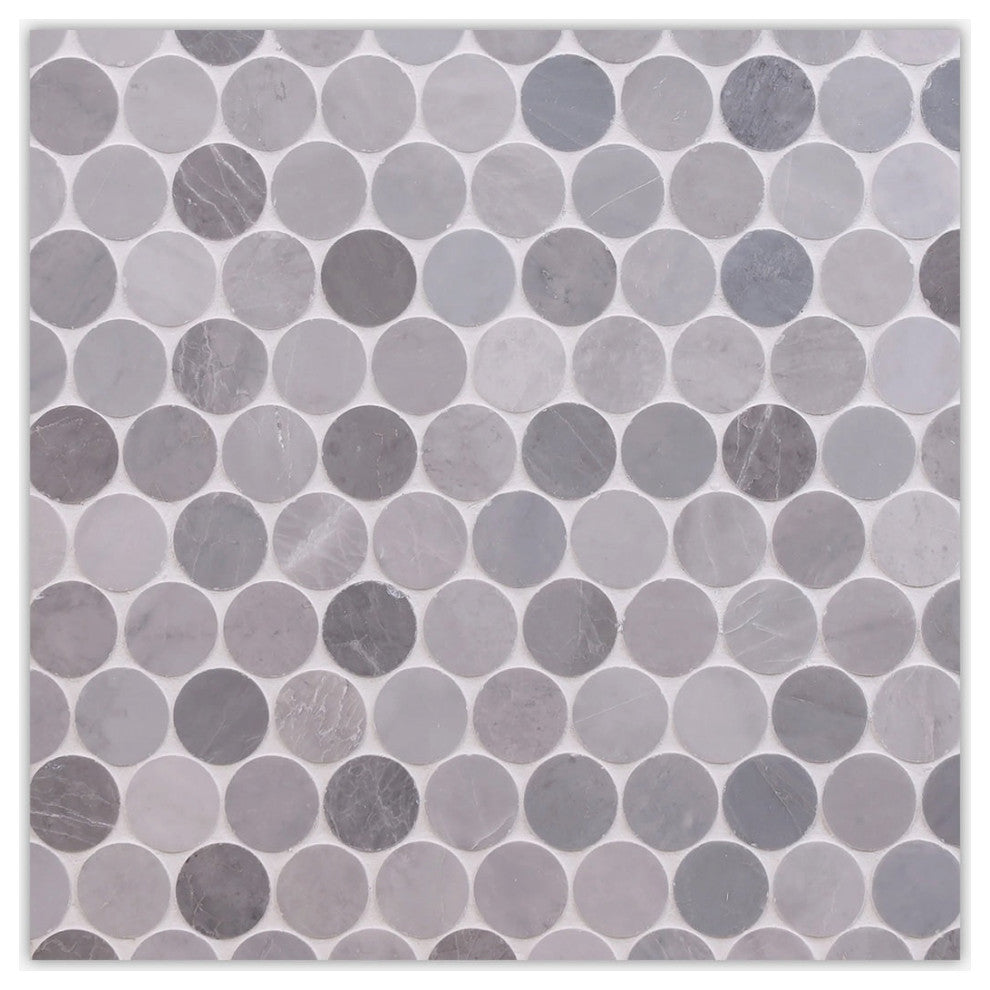 Allure Gray Honed Penny Round Marble Mosaic