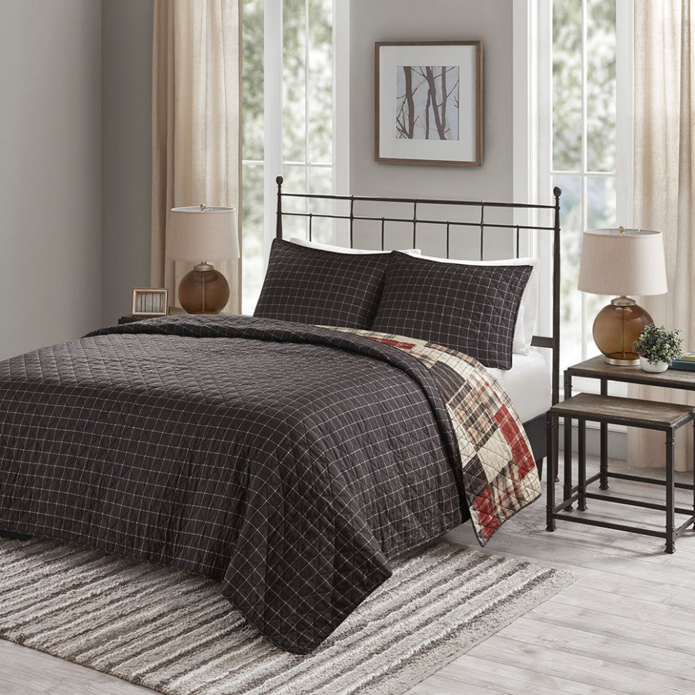 Madison Park Timber 3 Piece Reversible Printed Quilt Set