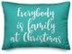 Everybody Is Family At Christmas, Teal 14x20 Lumbar Pillow