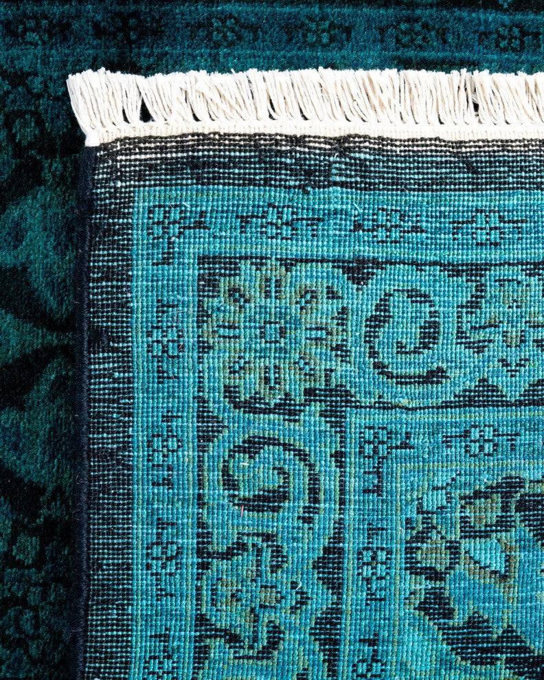 Fine Vibrance, One-of-a-Kind Hand-Knotted Runner Rug Black, 2'6"x11'9"