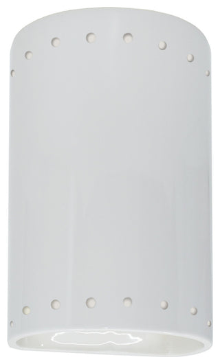 Ambiance Small Cylinder With Perfs Outdoor Wall Sconce, Open, Gloss White, LED