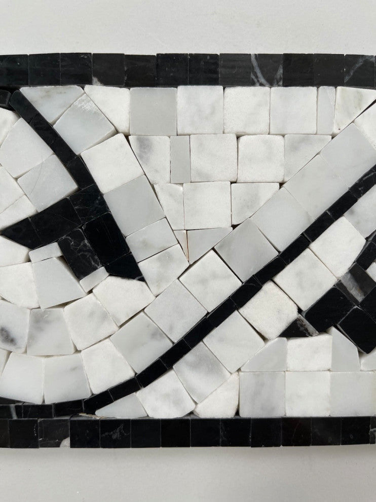 Marble Mosaic Border Listello Accent Tile Agean Bianco 5x14.5 Polished, 1 piece