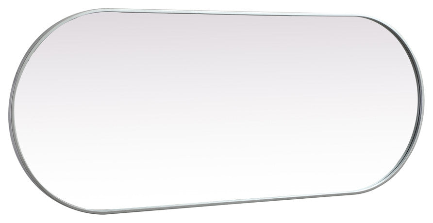 Home Living Metal Frame Oval Mirror 24x60 Inch, Silver