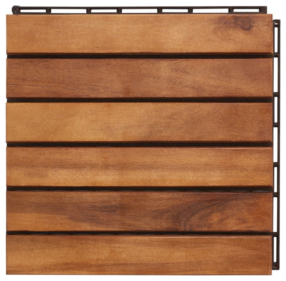 Safavieh Outdoor Osaka Wooden Floor Tile- 6 Slats-Acacia Natural