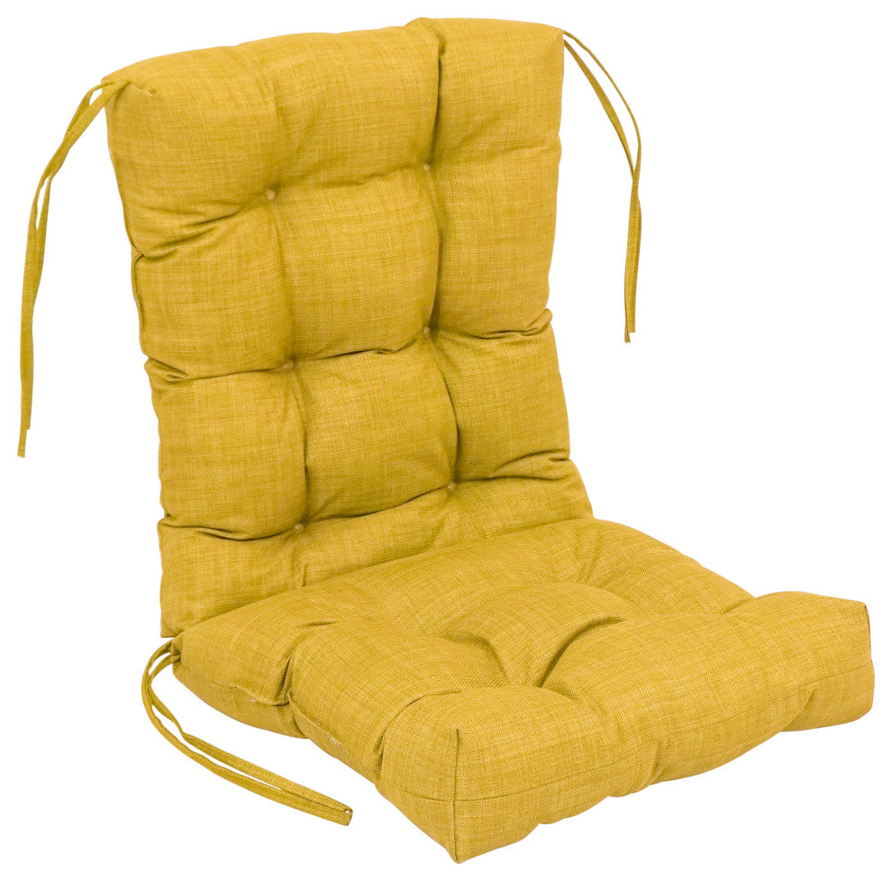 18"X38" Spun Polyester Solid Outdoor Tufted Chair Cushion, Lemon