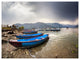 Blue Boats in Pokhara Lake, Boat Canvas Art Print, 40"x30"
