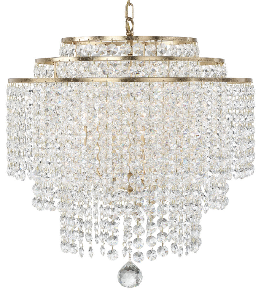 Gabrielle Six Light Chandelier in Antique Gold