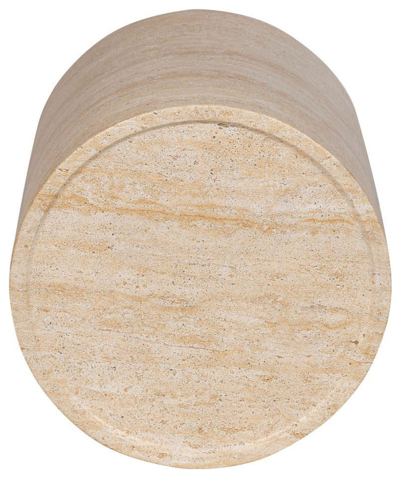 Courtyard Concrete Side Table, Light Travertine