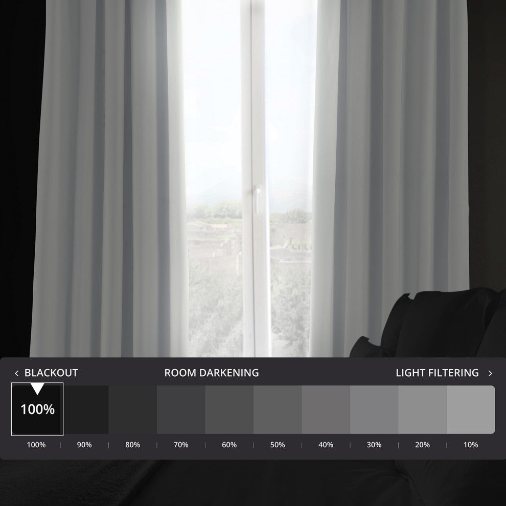 Signature Blackout Velvet Curtain Single Panel, Primary White, 50wx84l