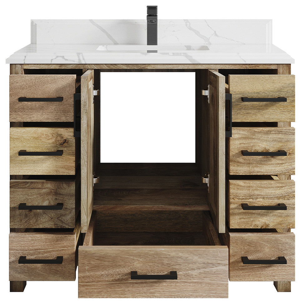 Malibu Mango 42 Single Sink Bath Vanity in Natural 1.5" Calacatta Laza