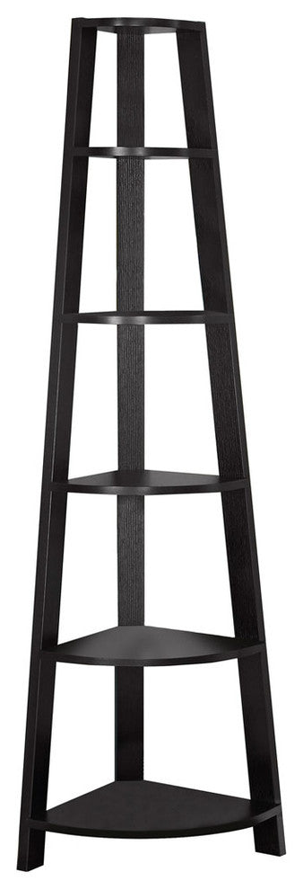 Bookcase - 72"H / Cappuccino Corner Accent Etagere