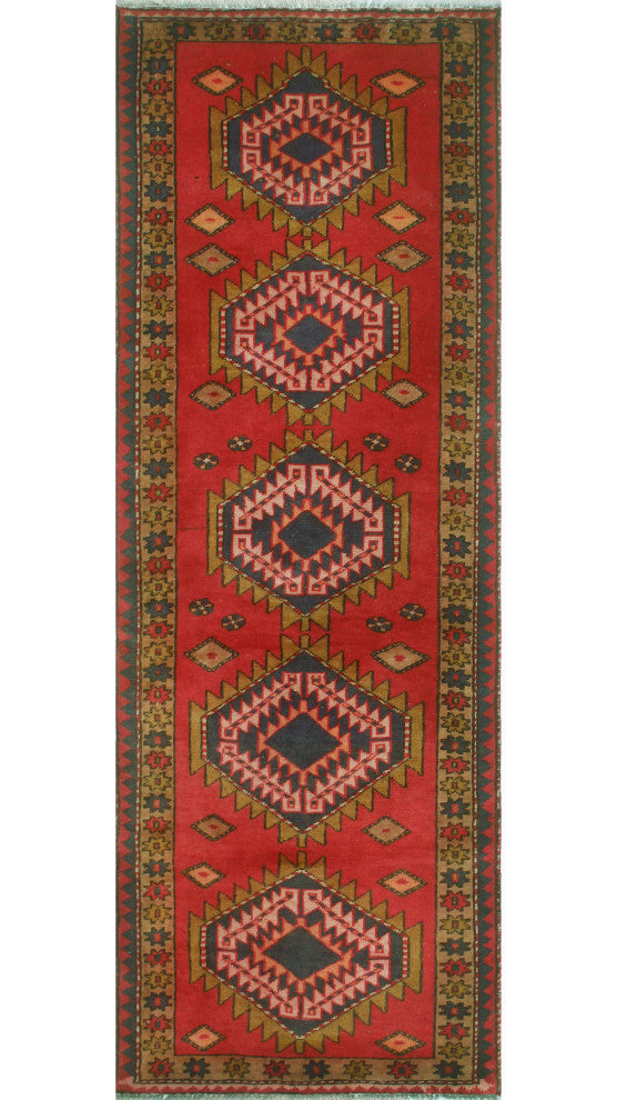 Fine Vintage Distressed Imad Red/Beige Runner, 3'3x9'3