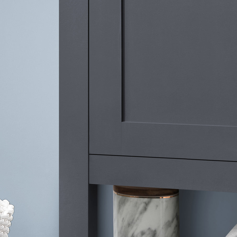 Ove Decors Vegas Single Sink Bathroom Vanity Set With Countertop, White, Dark Charcoal, 30"