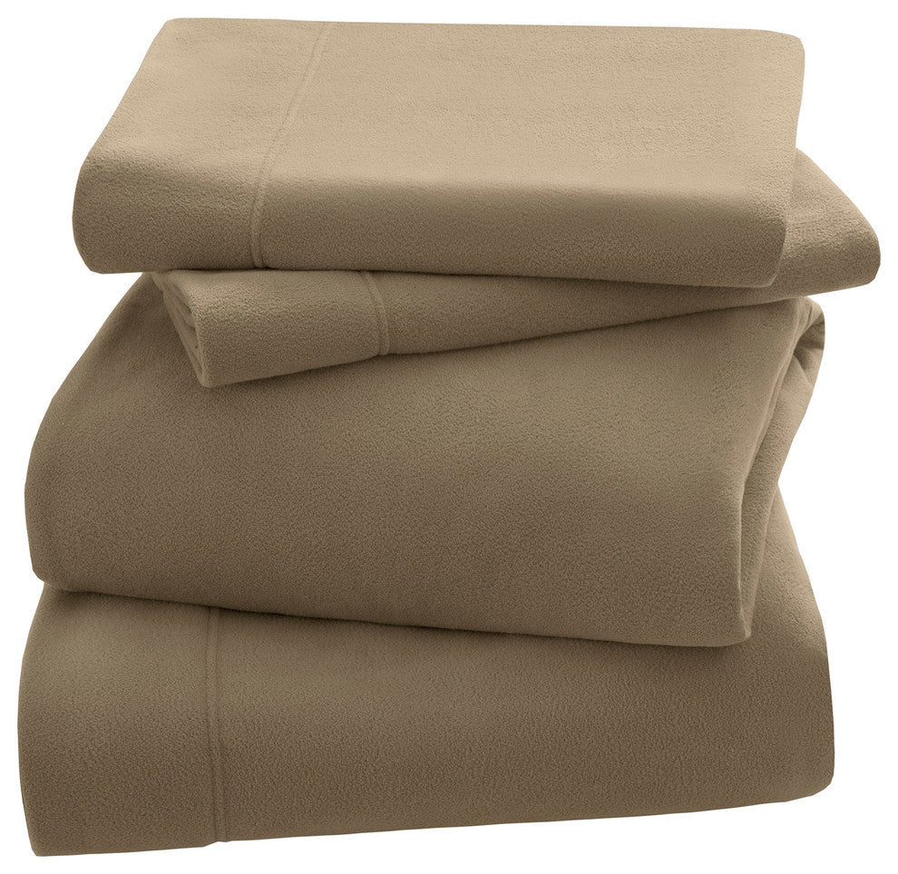 Peak Performance Knitted Micro Fleece Solid Sheet Set, Mink, Twin