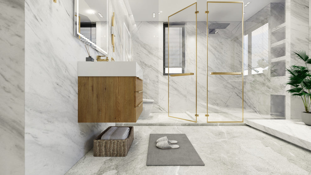 Madison 24" Wall Mounted Vanity with Reinforced Acrylic Sink, Oak