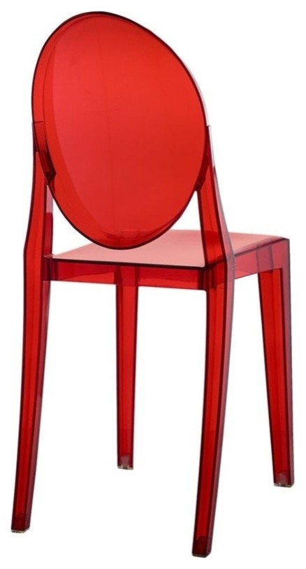 Modern Contemporary Dining Chairs Set of 4, Red, Plastic