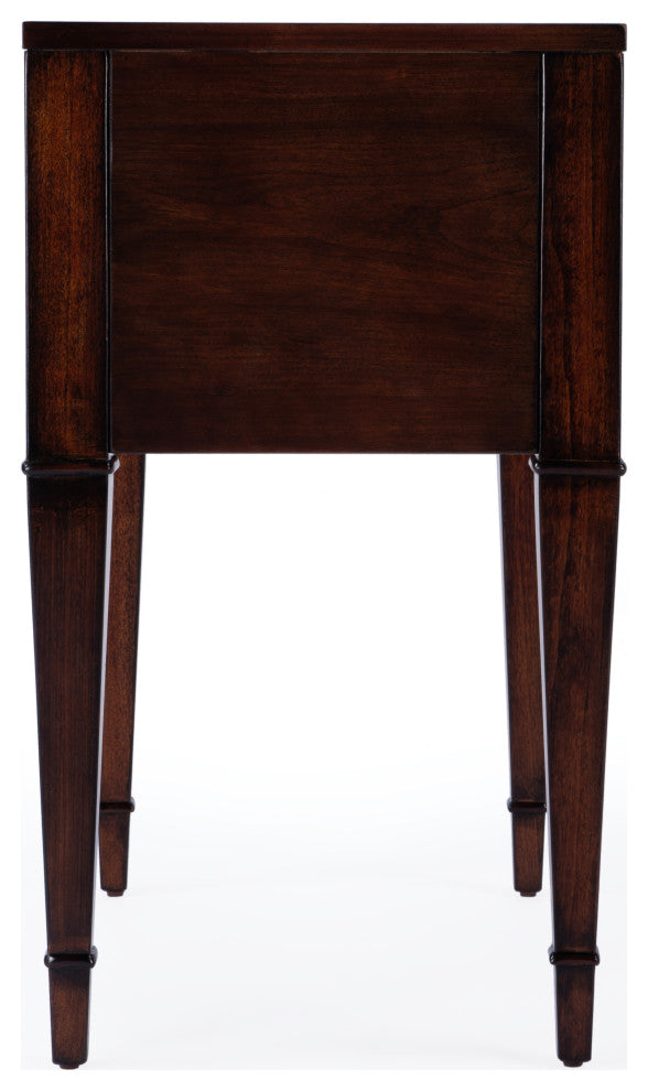 Kai 2 Drawer Burl Wood End Table, Cherry Brown