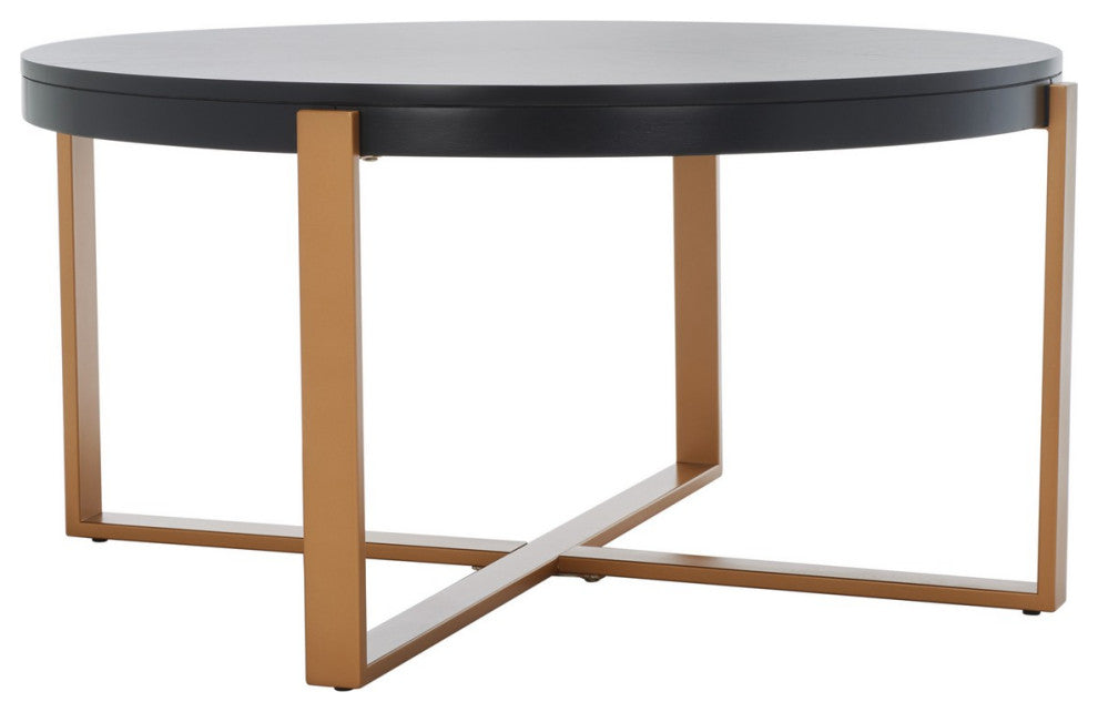 Safavieh Navya Round Coffee Table, Black/Gold