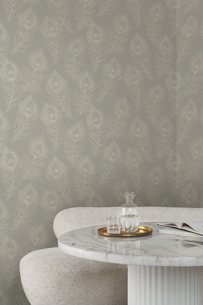 Mink Regal Peacock Wallpaper